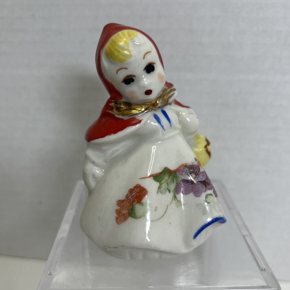 Vtg Little Red Riding Hood 3.5" Ceramic Salt Shaker 1940s Hull Single